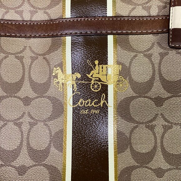 Coach Signature Bag Handbag Shoulder Tote Canvas Leather Brown D0873-12358 - Picture 2 of 15